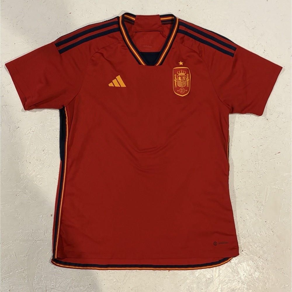Adidas Spain National Team Red 2022 WC Home Stadium Jersey Mens L Slim HL1970